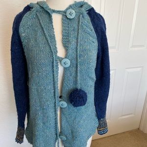 Italian Lineamaglia giant button Pom-Pom sweater